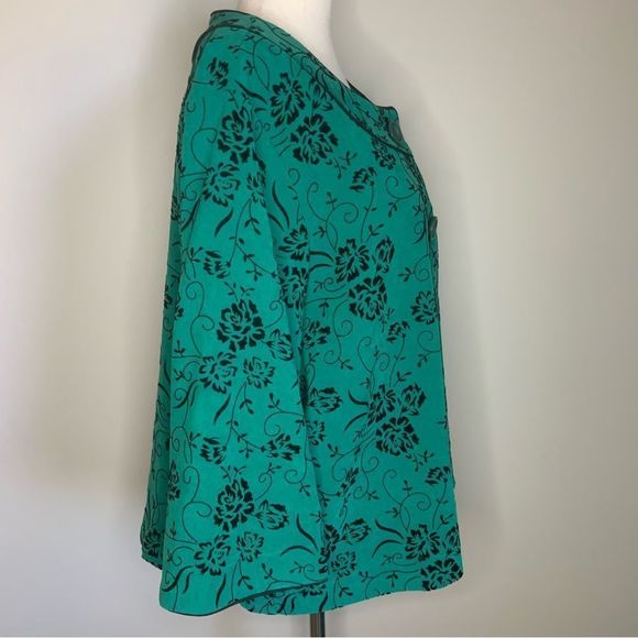 ELEMENTZ VINTAGE SWING STYLE TOPPER JACKET | GREEN | BLACK FLORAL PRINT | XL - Picture 4 of 8